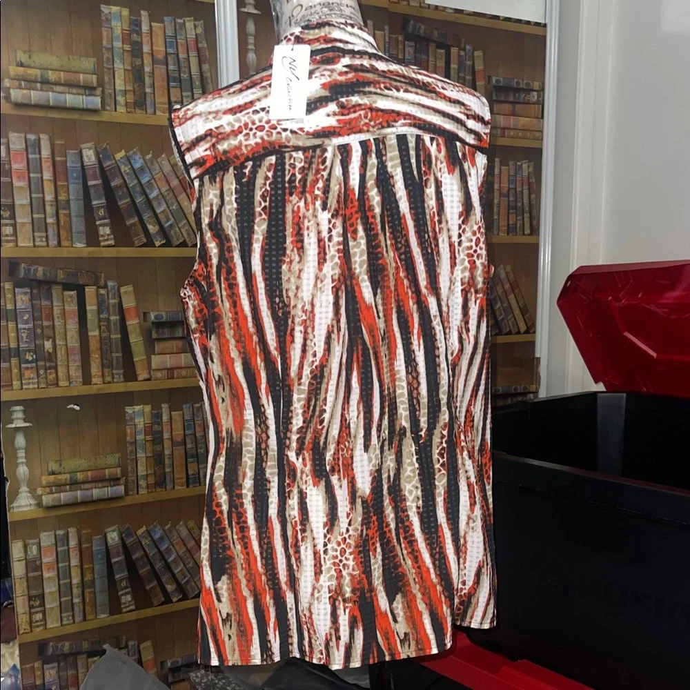 NY Collection Multicolor Striped Sleeveless Blouse - Picture 3 of 3